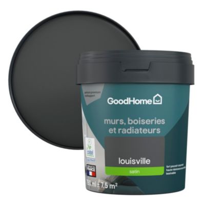 Peinture intérieure couleur murs, boiseries et radiateurs GoodHome satin louisville gris 750ml