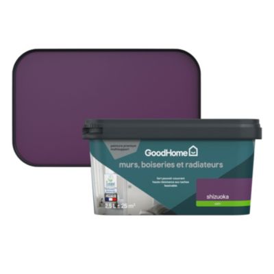 Peinture intérieure couleur murs, boiseries et radiateurs GoodHome satin shizuoka violet 2.5L