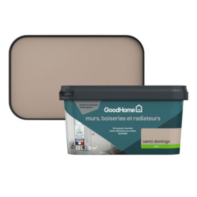 Peinture intérieure couleur murs, boiseries et radiateurs GoodHome satin santo domingo beige 2.5L