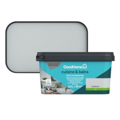 Peinture cuisine et salle de bains GoodHome gris Hamptons satin 2,5L