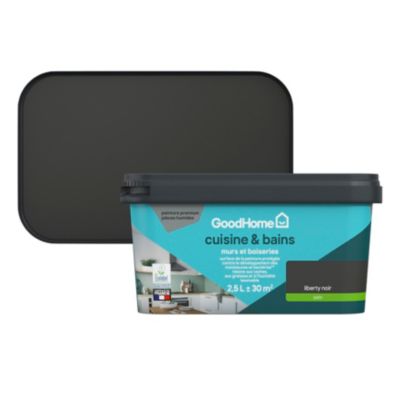 Peinture cuisine et salle de bains GoodHome noir Liberty satin 2,5L