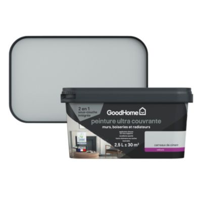 Peinture couleur 2 en 1 velours GoodHome carreaux ciment 2,5L