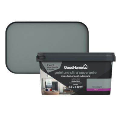 Peinture couleur 2 en 1 velours GoodHome terrazzo gris 2,5L