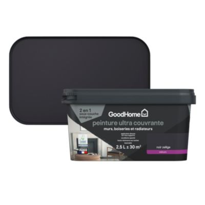 Peinture couleur 2 en 1 velours GoodHome noir zellige 2,5L