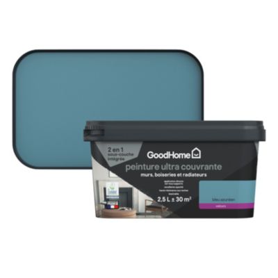 Peinture couleur 2 en 1 velours GoodHome bleu azuréen 2,5L