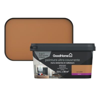 Peinture couleur 2 en 1 velours GoodHome cuir sellier 2,5L