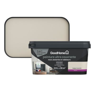 Peinture couleur 2 en 1 velours GoodHome travertin 2,5L