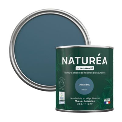 Peinture murs et boiseries Naturéa par GoodHome oiseau bleu velours 0.5L