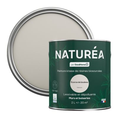 Peinture murs et boiseries Naturéa par GoodHome ecorce de bouleau velours 2L