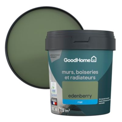 Peinture intérieure couleur murs, boiseries et radiateurs GoodHome mat edenberry vert 750ml