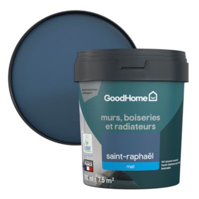 Peinture intérieure couleur murs, boiseries et radiateurs GoodHome mat saint-raphaël bleu 750ml