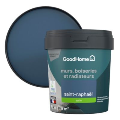 Peinture intérieure couleur murs, boiseries et radiateurs GoodHome satin saint-raphaël bleu 750ml