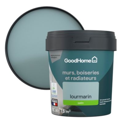 Peinture intérieure couleur murs, boiseries et radiateurs GoodHome satin lourmarin bleu 750ml