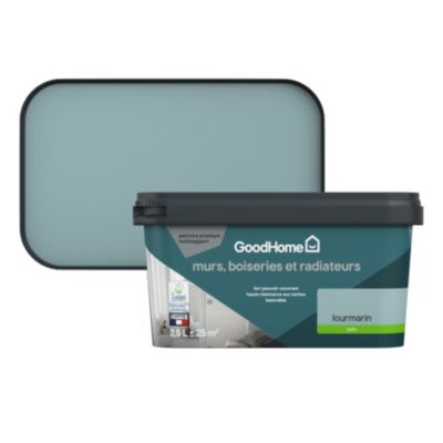 Peinture intérieure couleur murs, boiseries et radiateurs GoodHome satin lourmarin bleu 2.5L