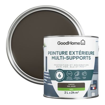 Peinture extérieure multi-supports GoodHome Cuenca marron RAL 8028 2L