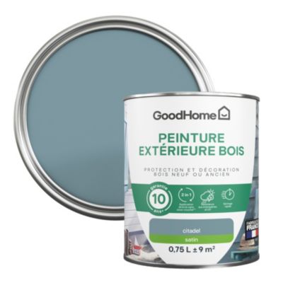 Peinture bois extérieur GoodHome Martig bleu satin 0.75L