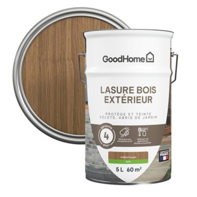 Lasure extérieure chêne moyen satin 4 ans GoodHome 5L