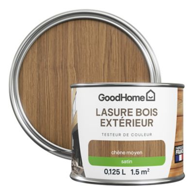 Lasure extérieure chêne moyen satin 8 ans GoodHome 125ml
