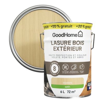 Lasure extérieure GoodHome incolore satin 8 ans 5L + 20% gratuit