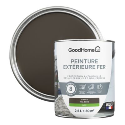 Peinture extérieure métal GoodHome Cuenca marron RAL 8028 satin 2.5L