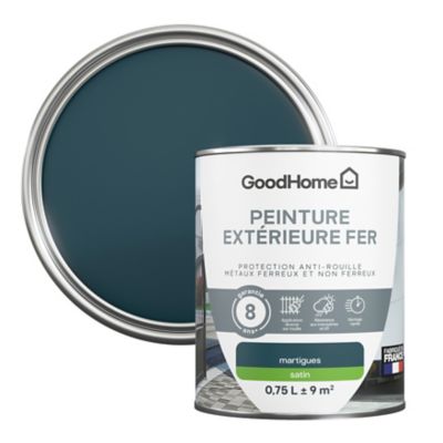 Peinture extérieure métal GoodHome Martig bleu satin 0.75L