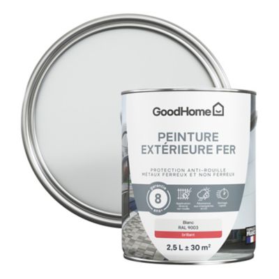 Peinture extérieure métal GoodHome blanc RAL 9003 brillant 2.5L