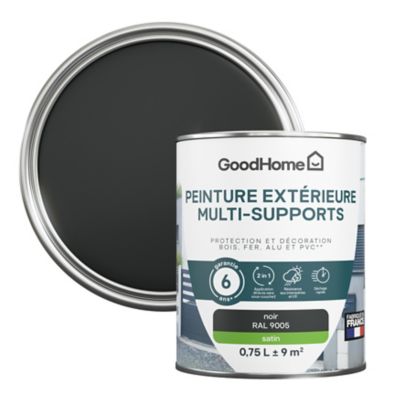 Peinture extérieure multi-supports GoodHome noir RAL 9005 0,75L