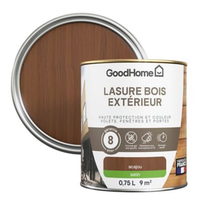 Lasure bois extérieur acajou satin 8 ans GoodHome 750ml