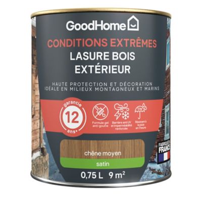 Lasure extérieure chêne moyen satin 12 ans GoodHome 750ml