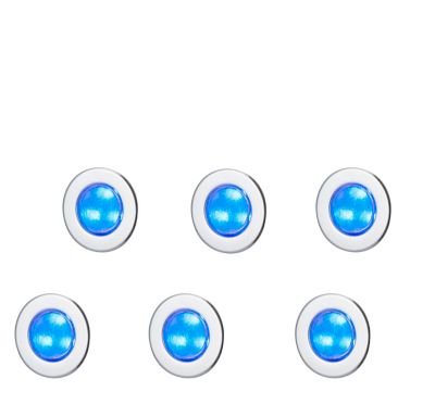 6 spots encastrable Hardin LED intégrée 3.6W IP65 et IP67 GoodHome argent lumière bleue