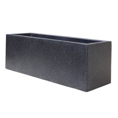 Pot rectangulaire argile Verve effet ciment anthracite 60 x 22 x h.22 cm