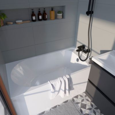 Baignoire droite Cavally L. 130 x l. 70 cm blanc