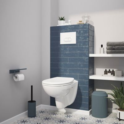 Pack WC suspendu Lagon  en porcelaine vitrifiée avec abattant + bà¢ti-support universel  GoodHome