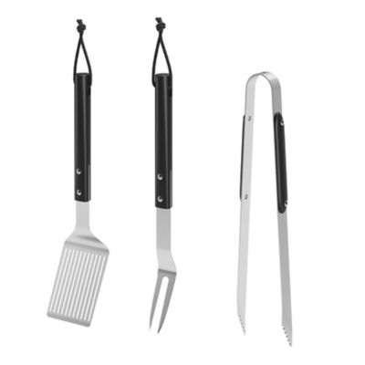 Lot de 3 ustensiles pour barbecue GoodHome en acier inoxydable noir