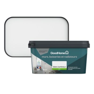 Peinture murs et plafonds haute résistance GoodHome blanc lumineux satin 2,5L