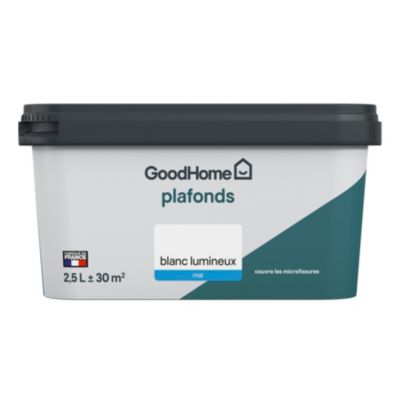 Peinture plafonds GoodHome blanc lumineux mat 2,5L