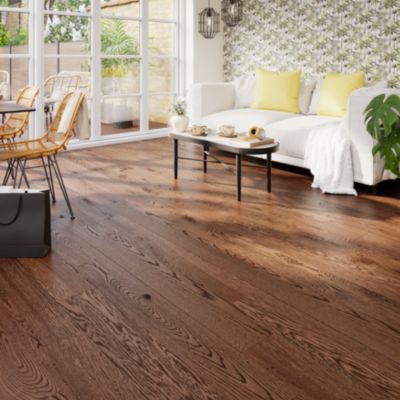 Parquet contrecollé clipsable Skara XL en chêne verni rustique
