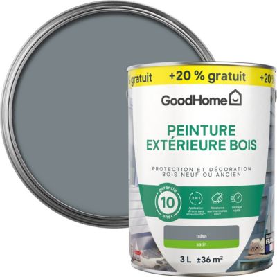 Peinture extérieure bois GoodHome Tulsa gris satin RAL 7046 2,5L + 20% gratuit