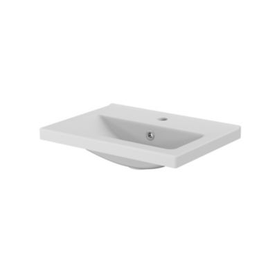 Plan vasque faible profondeur blanc l.50,4 x P.36,3 cm, GoodHome Nira