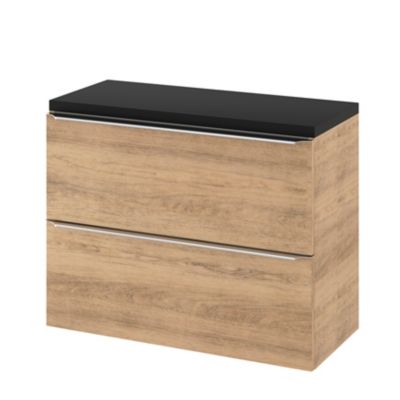 Plan de toilette L.80,5 x l.45,5 cm coloris noir mat, Cadelia, GoodHome