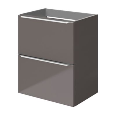 Meuble sous vasque faible profondeur à  suspendre GoodHome Imandra gris taupe brillant L. 50 x H. 60 x P. 36 cm