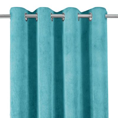 Rideau effet velours GoodHome Carrington l.135 x H.260 cm bleu