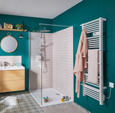 Sèche serviettes électrique à inertie sèche GoodHome Solna blanc 750W - Goodhome