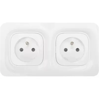 Double prise avec terre Jacobsen Kennet blanc complet