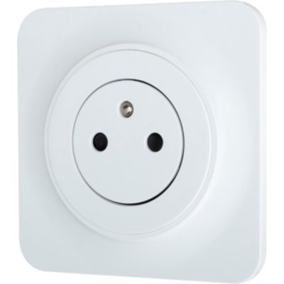 Prise avec terre affleurante en saillie Jacobsen Espen blanc composable