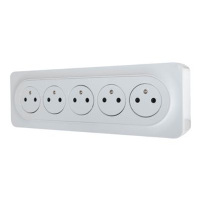 Prise avec terre en saillie Jacobsen Espen blanc composable, lot de 5