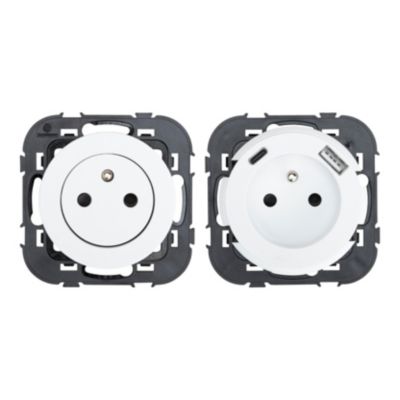 Prise avec terre Jacobsen Espen blanc composable, lot de 3 + 1xUSB-A+C