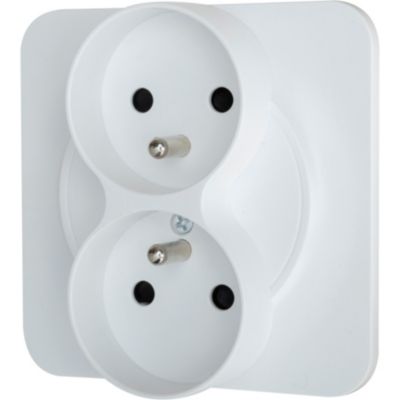 Double prise avec terre Jacobsen Espen blanc composable