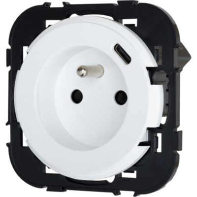 Prise avec terre + 1 x USB-C Jacobsen Espen blanc à composer