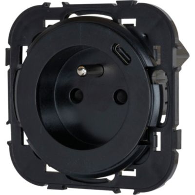 Prise avec terre Jacobsen Espen + 1xUSB-C noir à composer